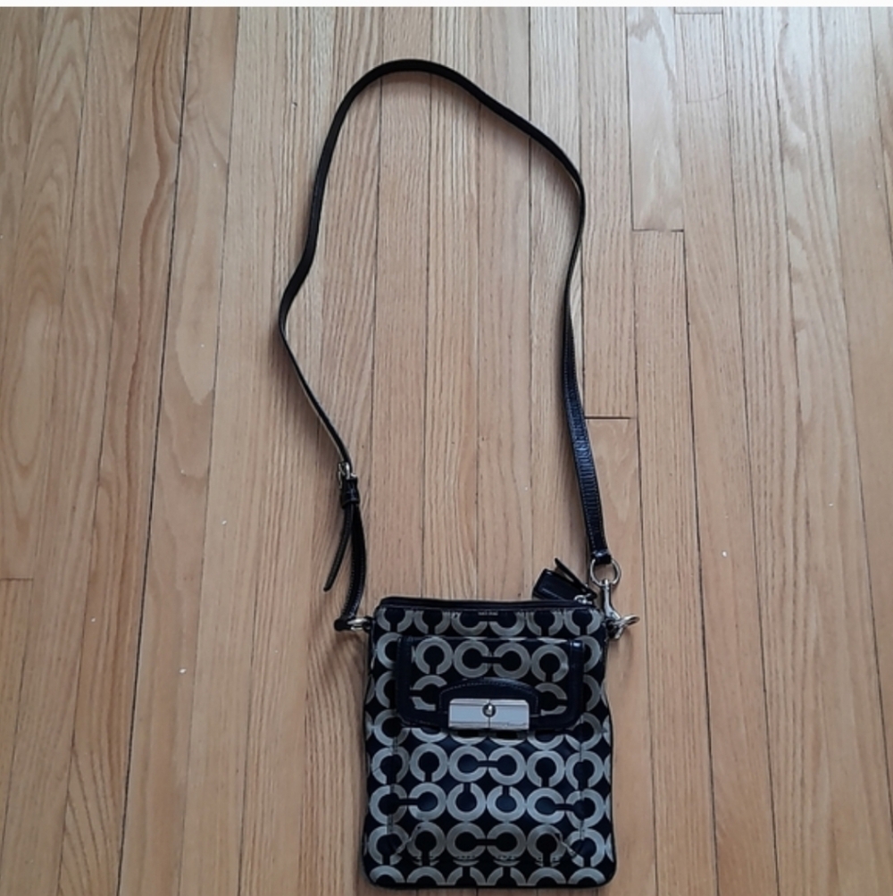 Coach Black and Gray Signature Crossbody Bag